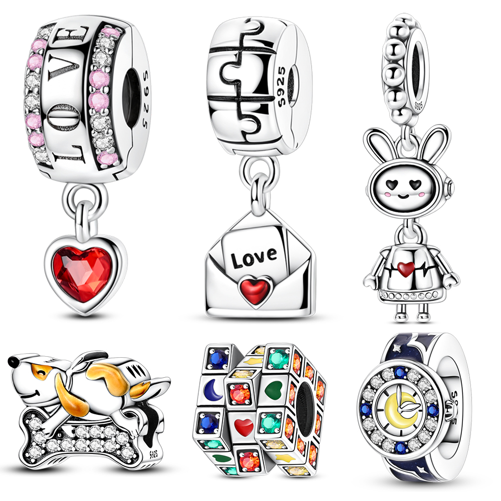 Jewelry Watches Brands - Srebro próby 925 Przesuwna Tarcza Królik&Litera&Czerwone