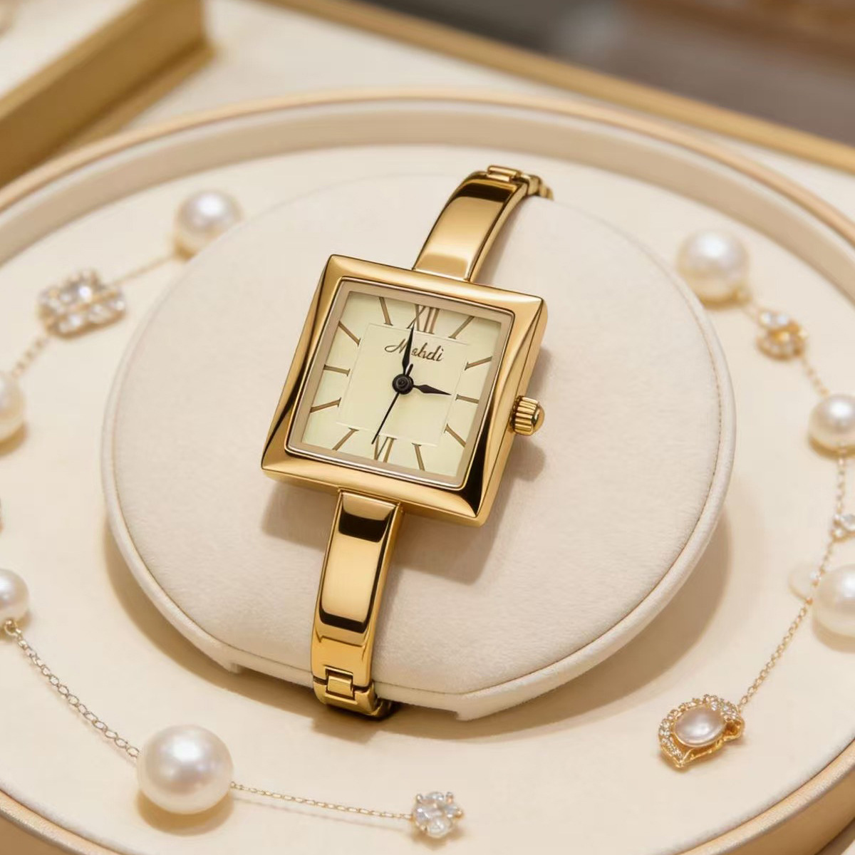 Jewelry Watches Brands - Luksusowy zegarek damski z kwadratową, prostą,