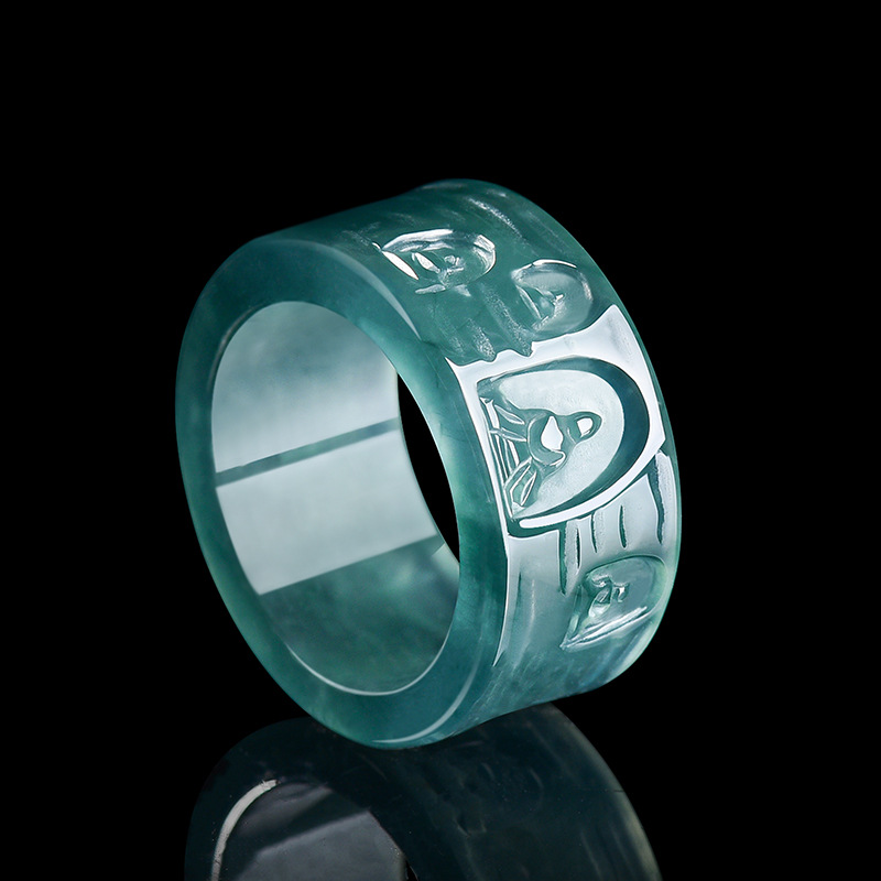 Jewelry & Watches Sp Z Oo Ul Frezerów 3 - Naturalny Birmański Jadeitowy Pierścień Budda Luksusowa